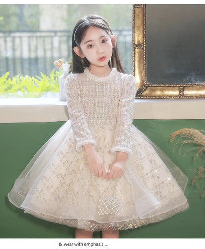 Girl's Dress Entry Lux Elegant Princess Dress Host Piano Playing Flower Girl Bubble Skirt