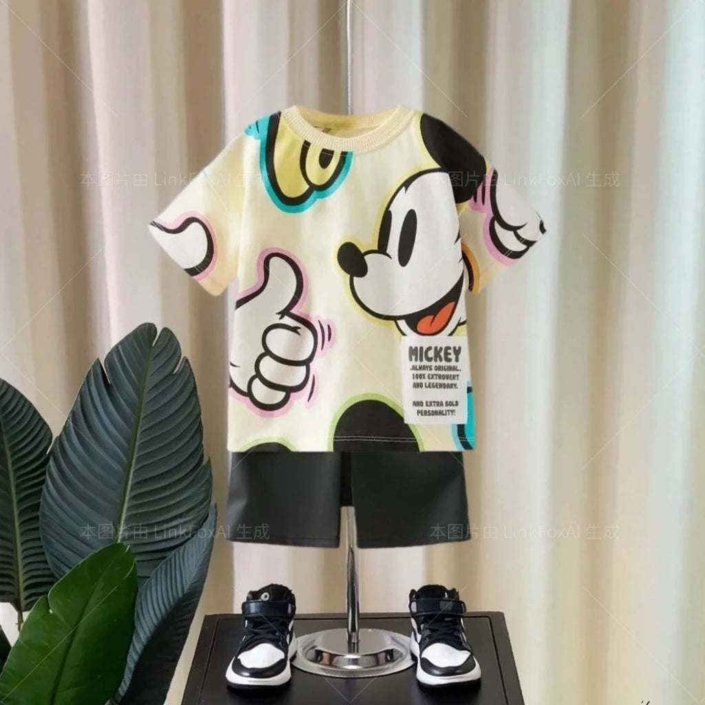 Boys' Set Summer Short Sleeved Casual T-shirt+shorts Set 2-piece Clothing For Children Infants And Young Children Boys' Set