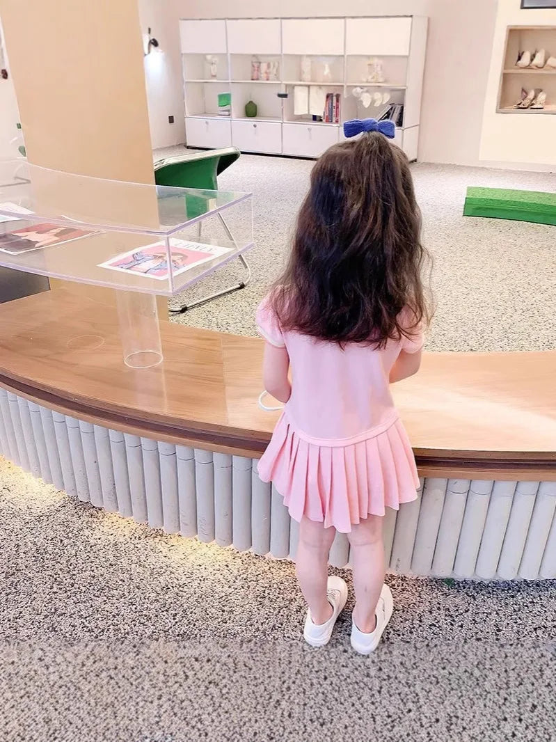 Party Dress Children's Clothing 2025 Baby Girls Pink Dresses Cartoon Rainbow Summer Holiday Dresses Kids Clothes