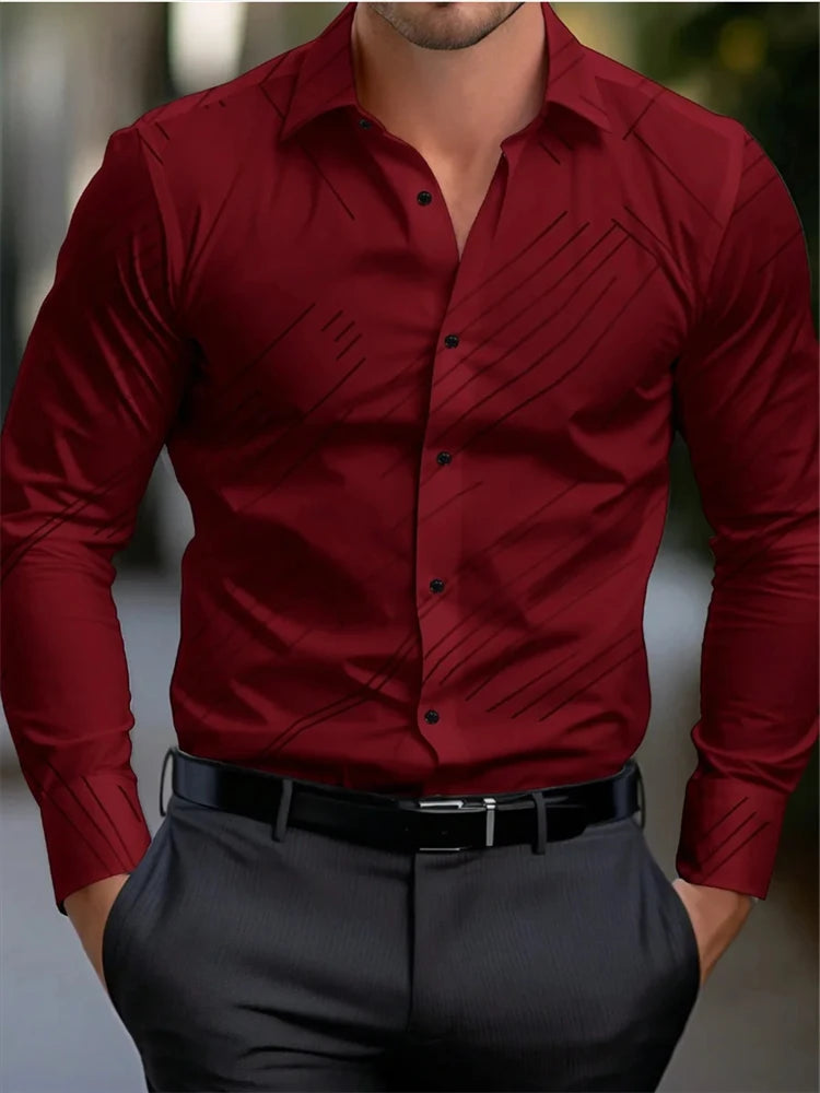 Men's long-sleeved shirt casual shirt fashion 2024 new 16 colors optional popular business oversized men's clothing (Available)