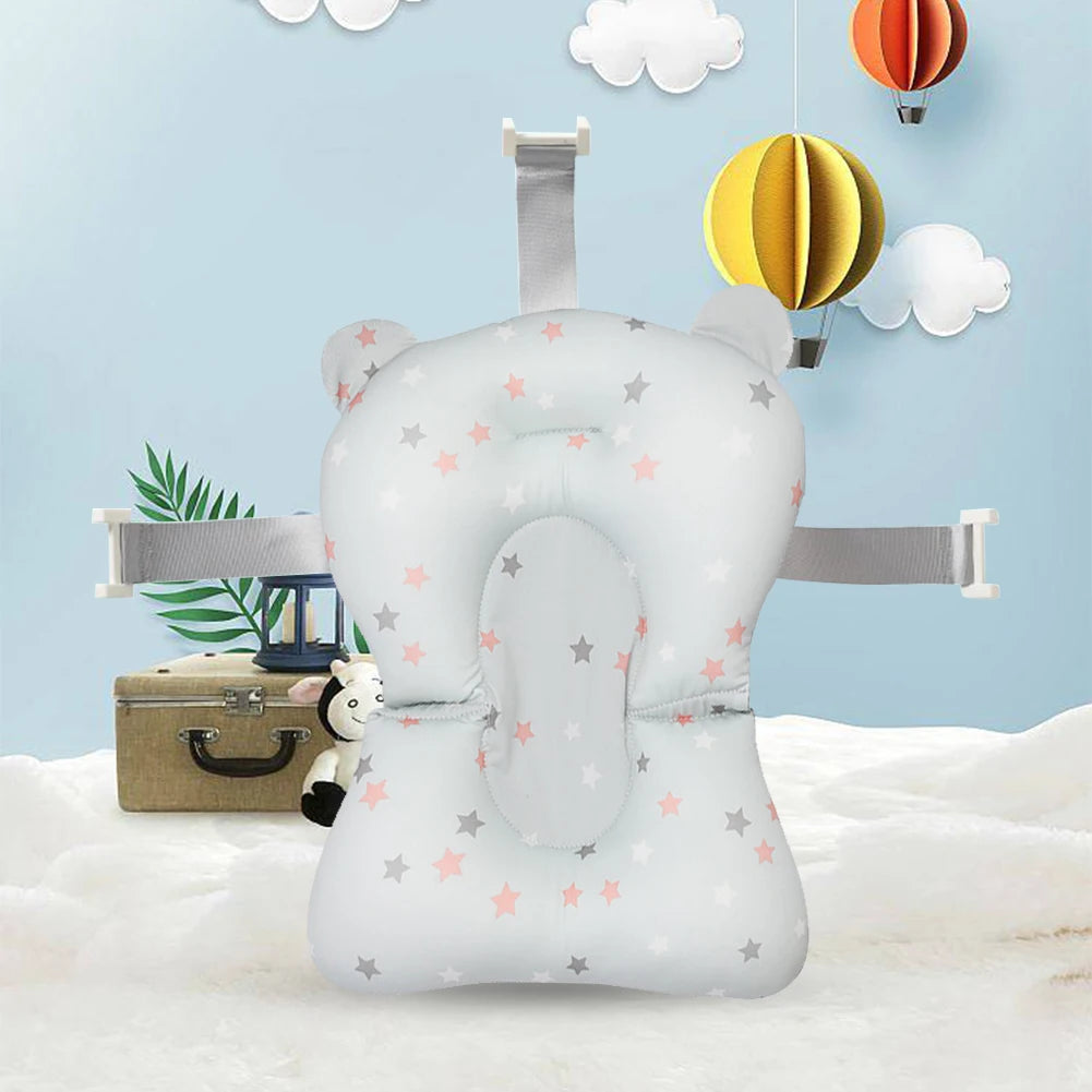 Newborn Baby Bath Cushion Seat Floating Newborn Shower Bath Mat Soft Provides Comfort and Support for Baby 0-12 Months