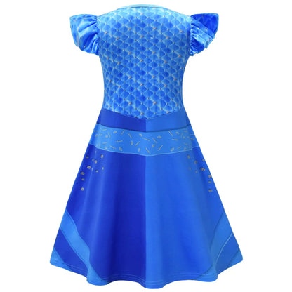 Kids D-Descendants 4 Red Girls Dresses Cosplay Costume Movie T-The Rise of Red Chloe Princess Dress Halloween Carnival Dress Up