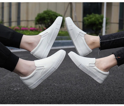 New Shoes for Men Leather Casual Shoes Spring Fashion Concise Flat Shoes 2 Colors Slip-on Loafers (Available)