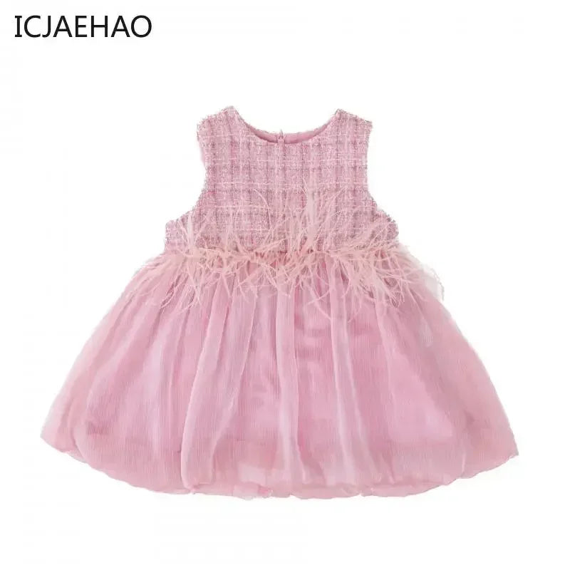 2025 Newborns Baby Dresses Sets for Girls Children's Elegant Dress forPlaid Vestidos Birthday Winter Infants Knitted Sweater