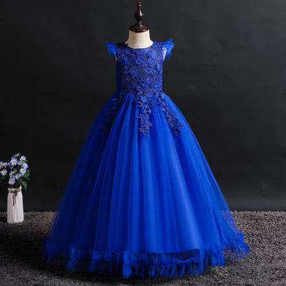 Elegant Girl Party Dresses For Children Embroidery Teenage Princess Dress Wedding Formal Evening Prom Kids Gown Holiday Costume