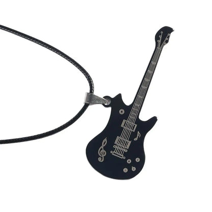 Stylish Gift For Men Pendant Guitar Leather Sweater chain Clavicle Chain Jewelry Fashion Accessories Necklaces