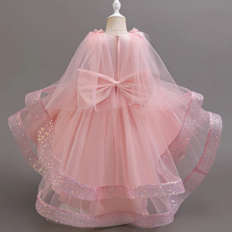 Tailing Dresses For Flower Girls Party Princess Purple Dress Kids Girl Dresses For Wedding Birthday Ceremony
