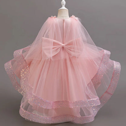 Tailing Dresses For Flower Girls Party Princess Purple Dress Kids Girl Dresses For Wedding Birthday Ceremony