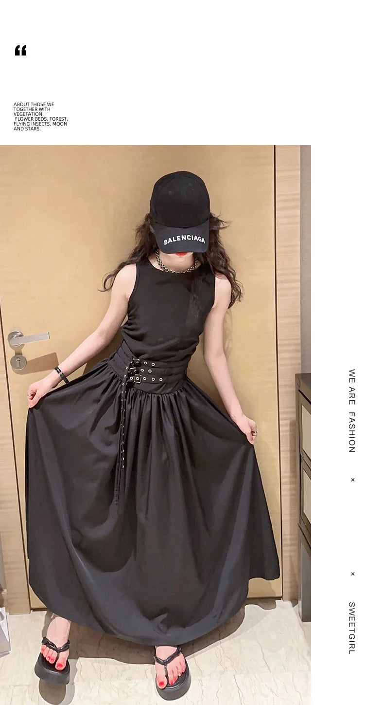 kids dresses for girls summer clothes meisjes jurk French style teenage girl sleeveless long dress vestido de princesa luxo 12