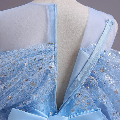 New Girls Dress Summer Children's Mesh Lace Floor Style Runway Show Host Dress Performance Puffy Birthday Dress