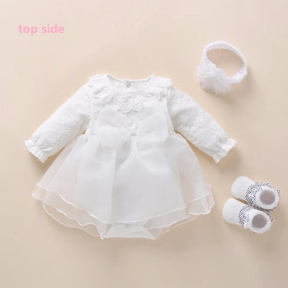 Newborn Baby Girl Dress Baptism Dress White Christening Clothes For Baby Girl Lace Vestido Bebe Robe Bapteme 3 6 9 Months