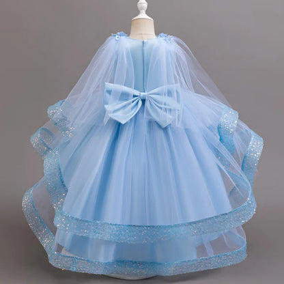 Tailing Dresses For Flower Girls Party Princess Purple Dress Kids Girl Dresses For Wedding Birthday Ceremony