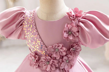 New Kid Party Dress for Occasions Flower Girl Formal Dresses Festive Children Red Clothes 1- 5 Years