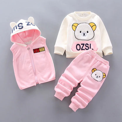Winter Baby Boys Clothing Sets 2024 Cartoon Toddler Boys Girls Warm Hooded Coats Pants Suit Kids Thick Tracksuit Clothes Set (Stock)