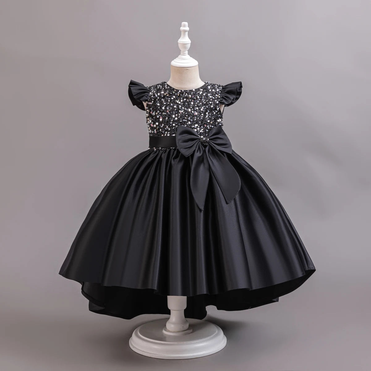 Girl Black Gown Girls Fly Sleeveless Dress Children Wedding Evening Birthday Party Princess Dresses For Children Girls