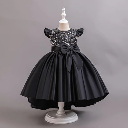 Girl Black Gown Girls Fly Sleeveless Dress Children Wedding Evening Birthday Party Princess Dresses For Children Girls