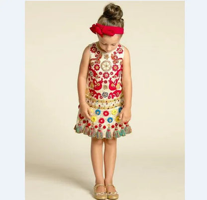 Young Children Vestidos De Fiesta Sleeveless Girls Summer Dresses Princess Girl Dresses European Style Wedding Girl Clothes