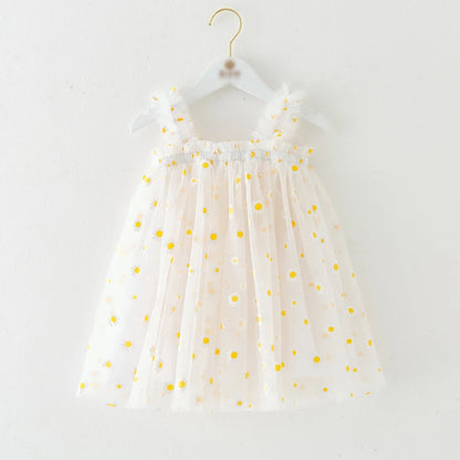 Eu's SWIND Baby Girls Summer Dresses Floral Sleeveless Birthday Party Evening Children Clothes Sweet Toddler Kids Costume