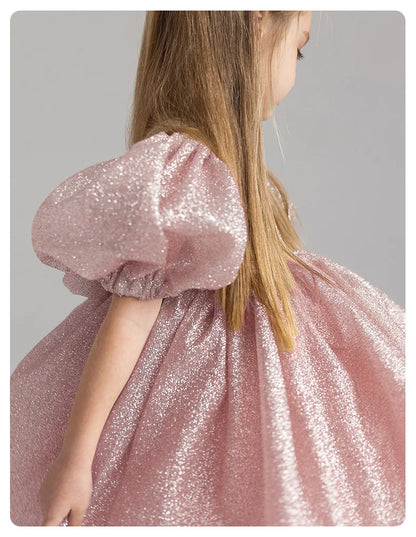 Elegant Puffy Luxury Girls Party Dresses Bowknot Evening Dress Flower Girl Princess Dress For Weddings Solid Bridesmaid Costume