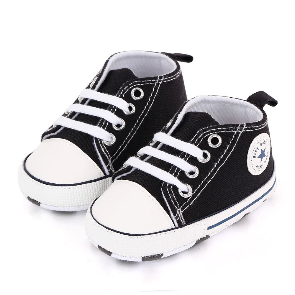 Spring New Baby Shoes Boy and Girl Classic Canvas Casual Sneakers Soft Sole Non-Slip Walking Newborn Toddler Shoes First Walkers