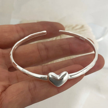 925 Sterling Silver Bracelets for Women Chain Accessories Trend Vintage Simple Heart Pendant Party Jewelry Gift
