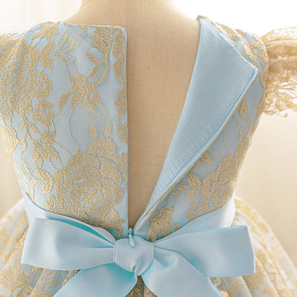 Party Dress for Girls Ruffles Embroidery Lace Vintage Elegant Dress Wedding Evening Gala Baby Clothes Vestidos Formal Gown Kids