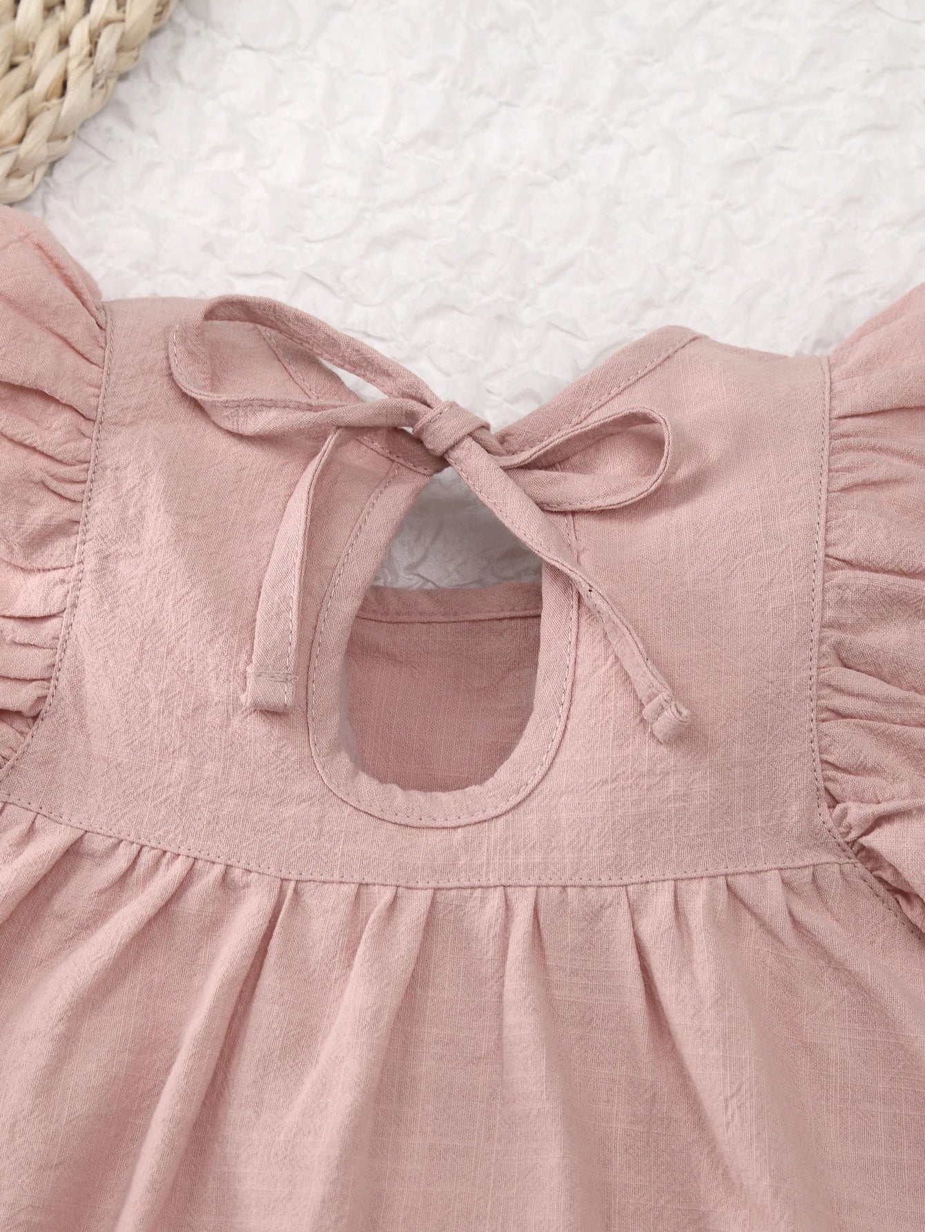 Toddler girls dresses kid's summer wear Pure color puffy sleeves girl dress back collar tie princess dress