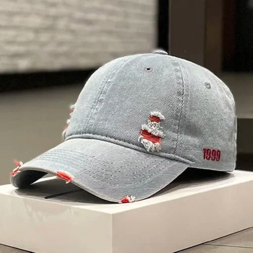 Washed Denim cotton baseball cap Vintage broken hole cap women's four seasons  simple fashion versatile  leisure hats for men