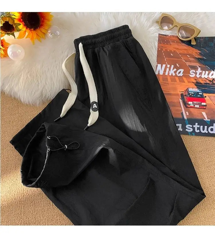 Summer Pants for Men Trendy and Versatile Loose Straight-leg Teenage American Quick-dry Cargo Casual   (Available)