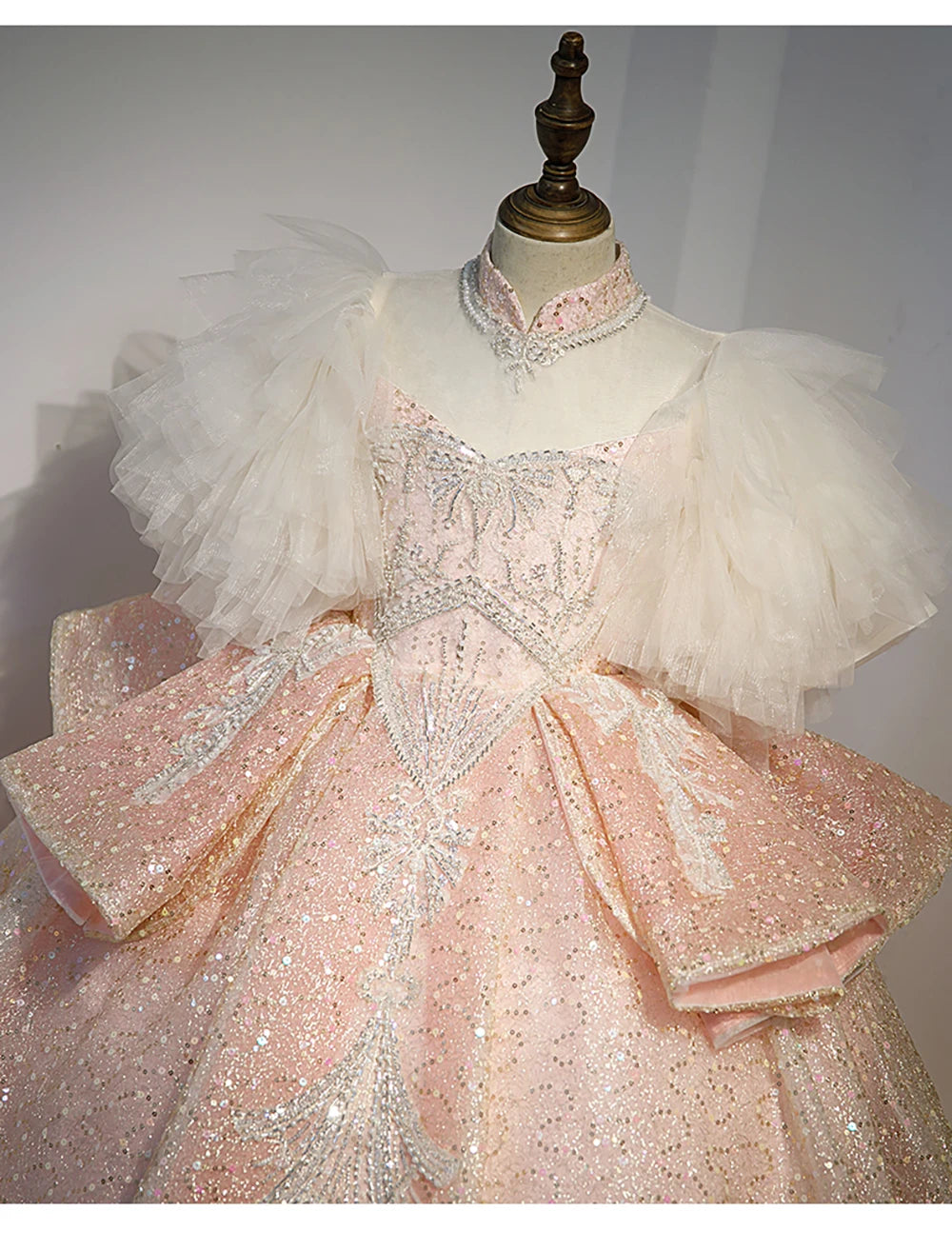 Kids Girls Princess Dress for Party Birthday Exquisite Beadings Sequined Tulle Ball Gown Flower Girl Wedding Dresses Children