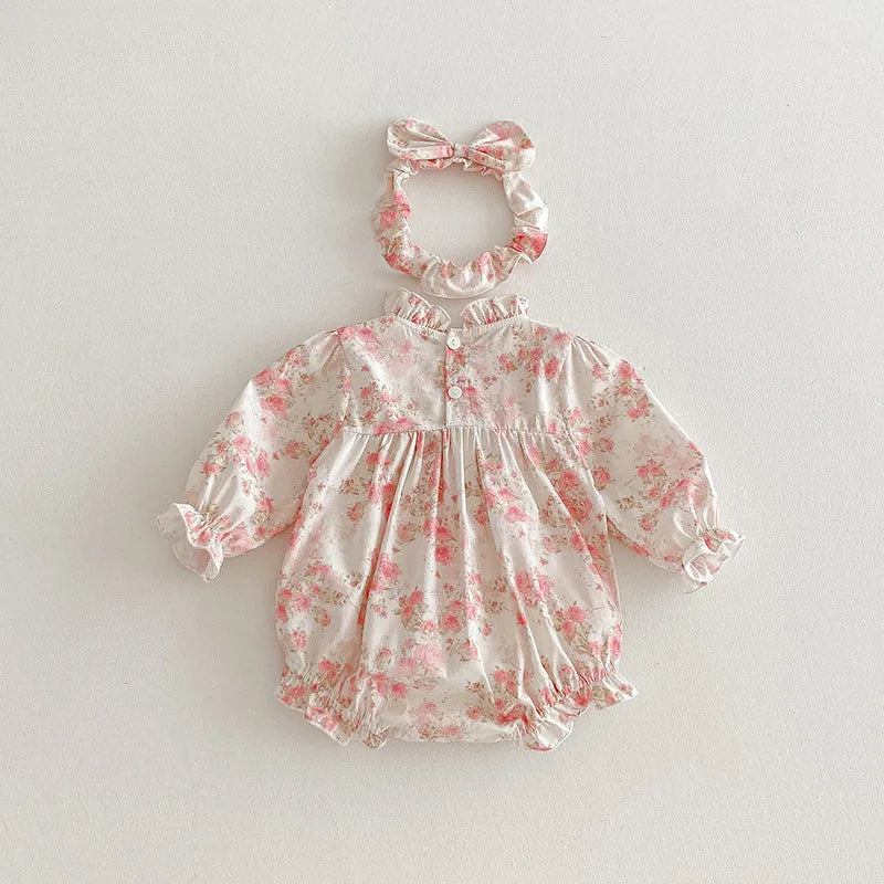 2025 Boutique Spring Cute Baby Clothes Girls Floral Print Dresses Newborn Girl Romper Birthday Party New Dress for Children Kids