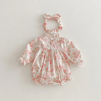 2025 Boutique Spring Cute Baby Clothes Girls Floral Print Dresses Newborn Girl Romper Birthday Party New Dress for Children Kids