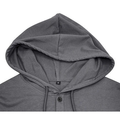 Men's Short-sleeved T-shirts for Sports and Fitness American-style Henley Shirt Hooded Top