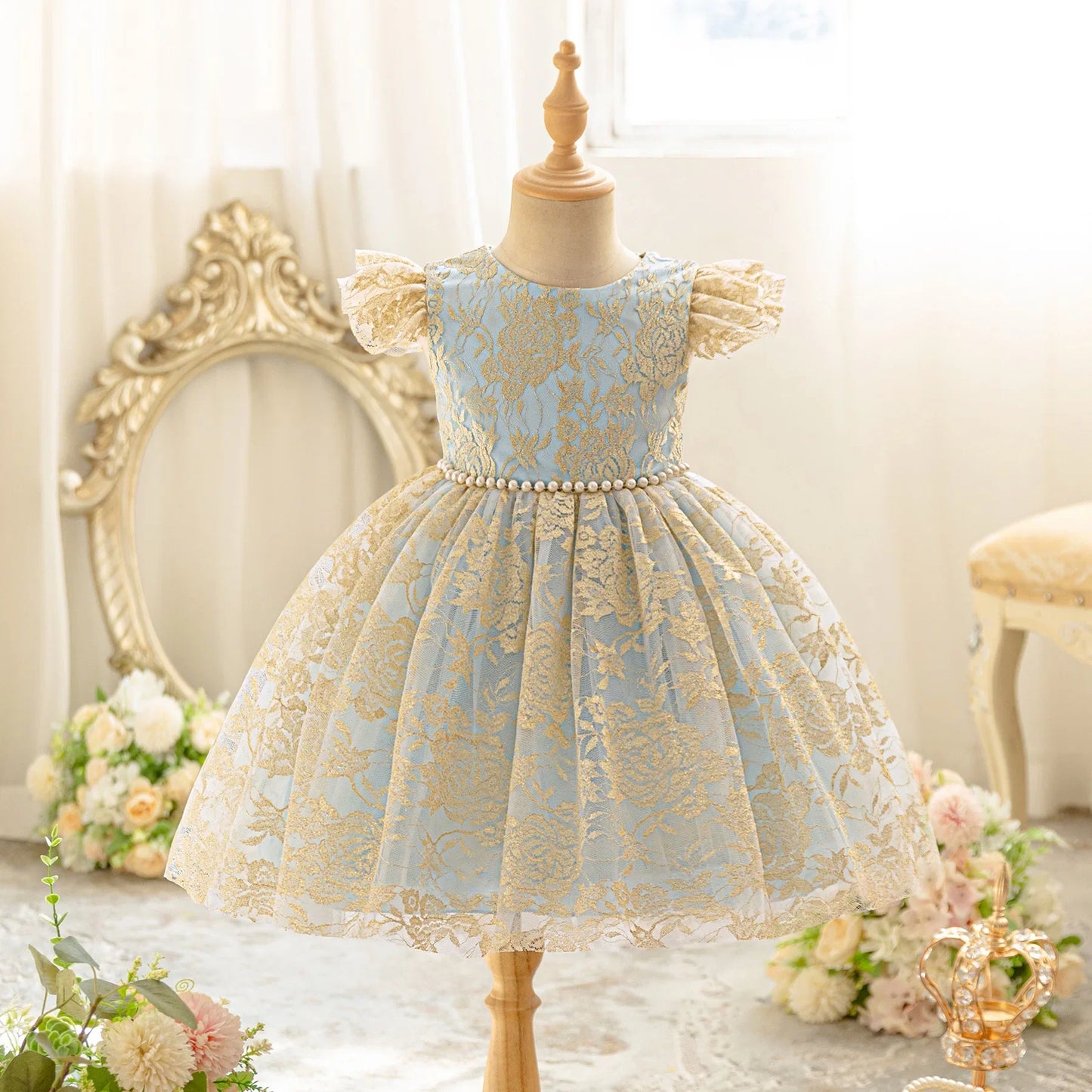 Party Dress for Girls Ruffles Embroidery Lace Vintage Elegant Dress Wedding Evening Gala Baby Clothes Vestidos Formal Gown Kids