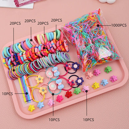 Hair Accessories Set For Girls Hair Clip Set Elastic Rubber Bands Flower Hair Clip Metal Snap Hair Clips For Girls Birthday Gift