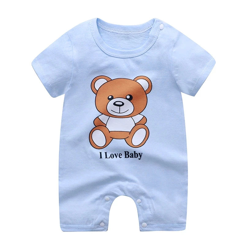 Newborn Baby Clothes Short Sleeve Romper Printed Cartoon Cute Baby Boys One-piece Clothes Toddler Jumpsuit Infantil Costume