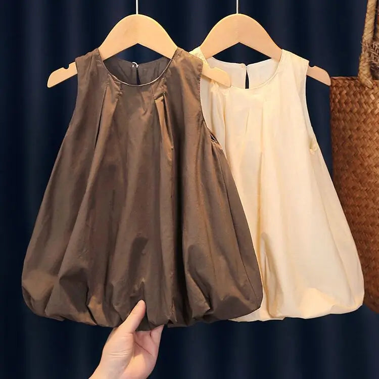 Girls' Summer Dress 2025 New Style French Flower Bud Summer Dress for Little Girls Baby Pure Cotton Vest Skirt