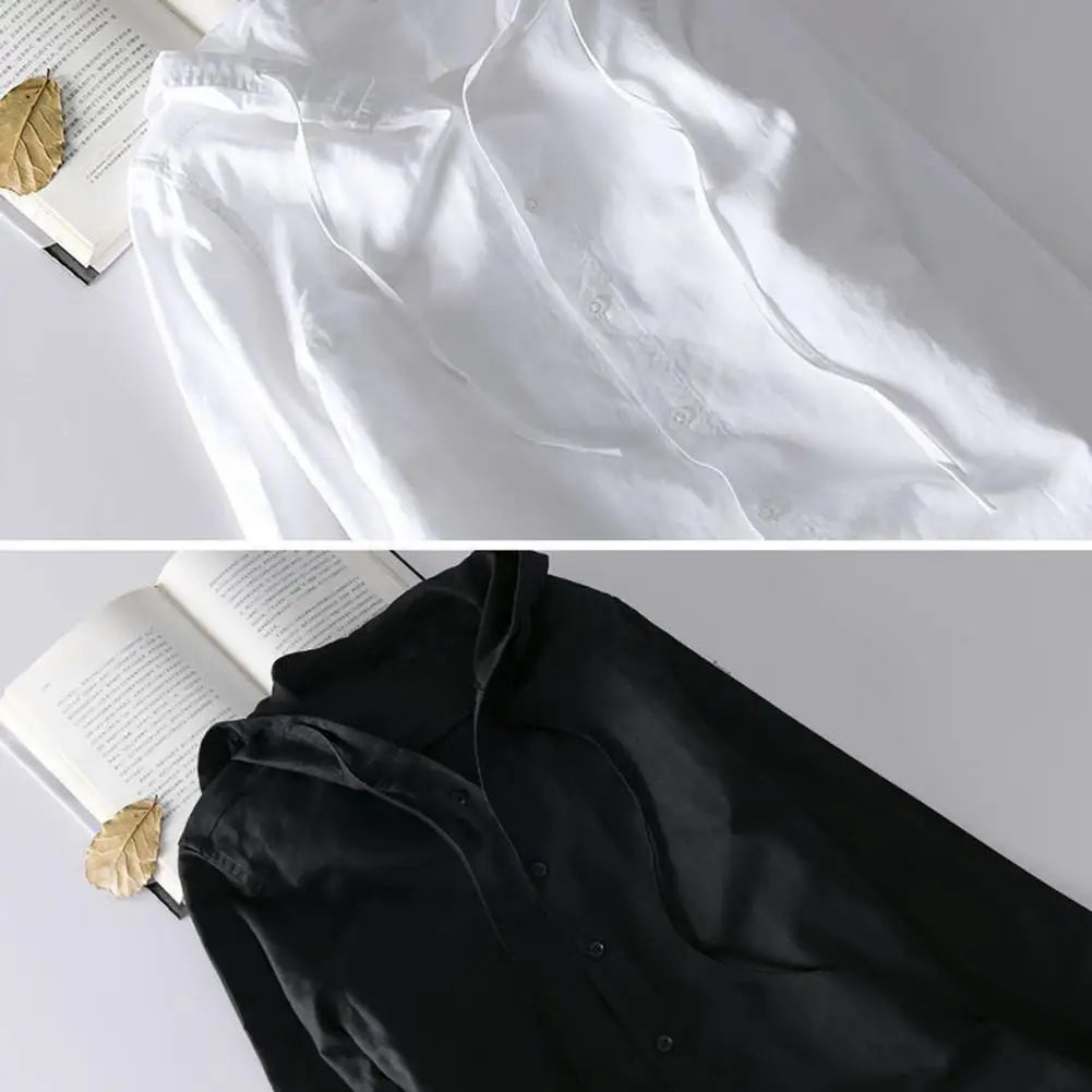 Men Summer Shirt Sun Anti UV Long Sleeve Hooded Drawstring Single breasted Soft Loose Breathable Cardigan Coat Top (Available)