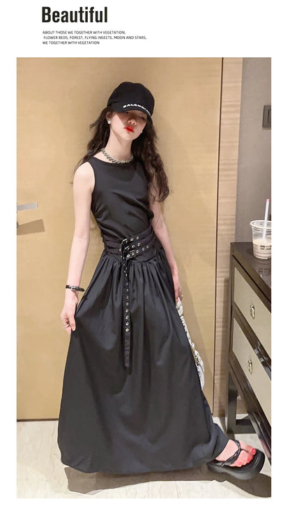 kids dresses for girls summer clothes meisjes jurk French style teenage girl sleeveless long dress vestido de princesa luxo 12