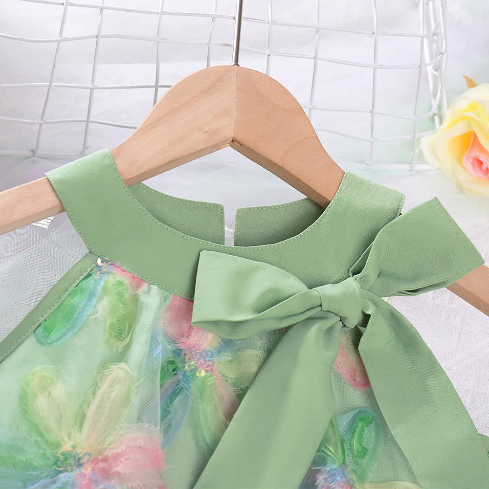 Girl Clothing 2025 Summer Girl Clothes Children Colorful Flower Princess Dress Kids Cute Sweet Birthday Party Holiday Dresses