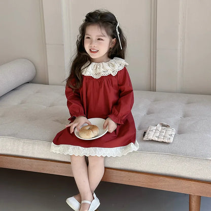Girls' Dress Spring and Autumn 2025 New Children's Foreign Spring Dress Long Sleeve Skirt Spring Girl Princess Dress