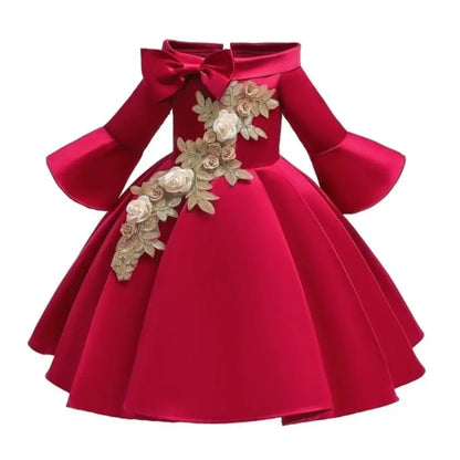 2-10 Yrs Girls Summer Dresses Flower Elegant Kids Princess Party White Dress for Wedding and Birthday Baby Communion Costume