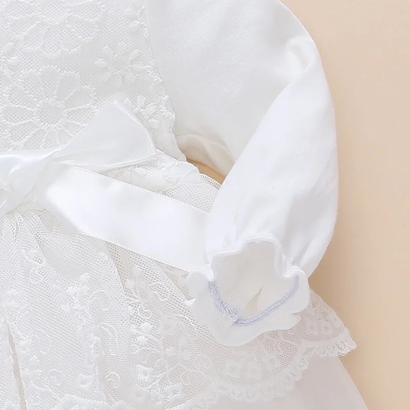 Newborn Baby Girl Dress Baptism Dress White Christening Clothes For Baby Girl Lace Vestido Bebe Robe Bapteme 3 6 9 Months