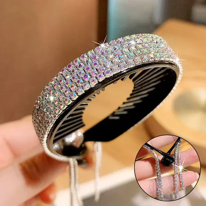 New Fashion Women Luxury Rhinestone  Hair Accessories Tassel Ponytail Hair Claws Lady Sweet Bun Hair Clips Headwear