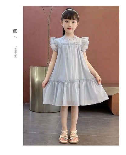 Girls Summer Dresses Solid Color Dress for Girl Sleeveless Children Dresses Casual Style Costumes for Girls 4 6 8 10 11 12 Years