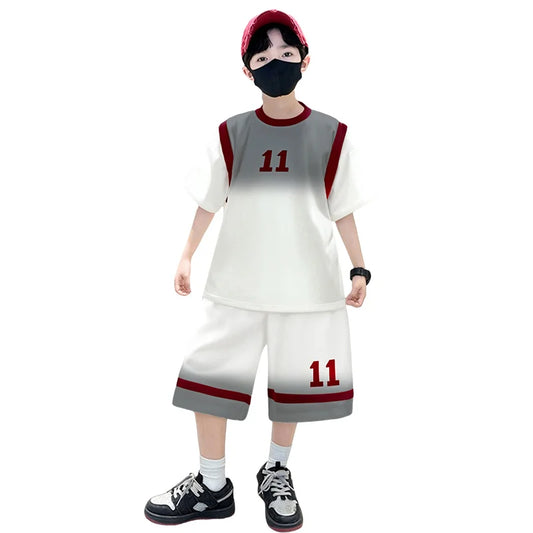 Summer Boy Basketball T-shirt Shorts Uniform Kids Child Casual Top and Bottom Clothes Set 2 Pieces Sportswear Jersey Tracksuit