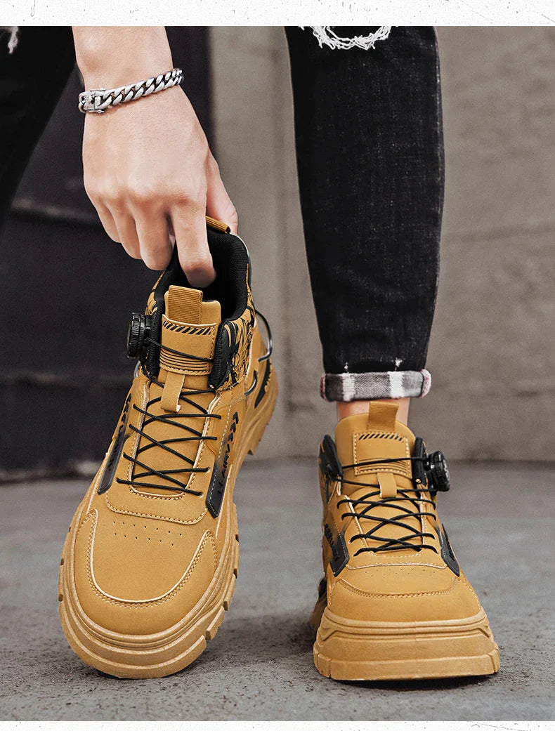 Men's Casual Outdoor Boots Fall Breathable Trendy Versatile Leisure Knob Board Shoes Anti-slip Riding Fashion Sneakers  (Available)
