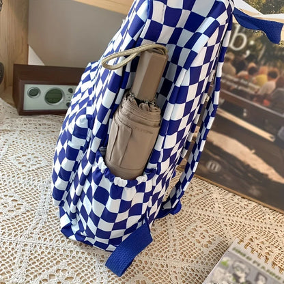 Schoolbags for Female Junior High School Students, High School Students, Middle School Students, Ins Style Girls Backpacks, Girls Checkerboard Backpacks, Five Colors Available