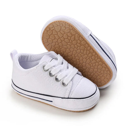 Somenie Newborn Baby Shoes for Spring Autumn Boys Girls Canvas Shoes for 0-1 Year Old Babies Soft-Soled Toddler Shoes with Laces