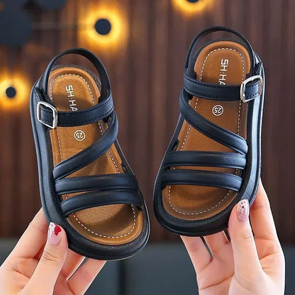 1-10Y Baby Girls Sandals Summer Children's New Cool Fashion Princess Cute Versatile Shoes for Students Flat Sandal Casual Shoe  (Available)